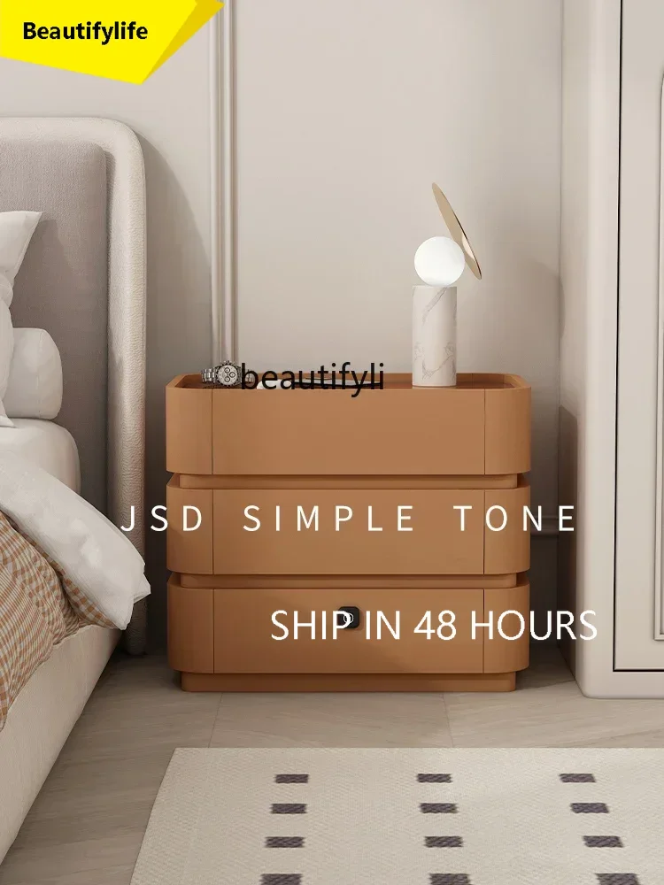 French cream wind bedside table lamp integrated with lock pure solid wood master bedroom light luxury high sense
