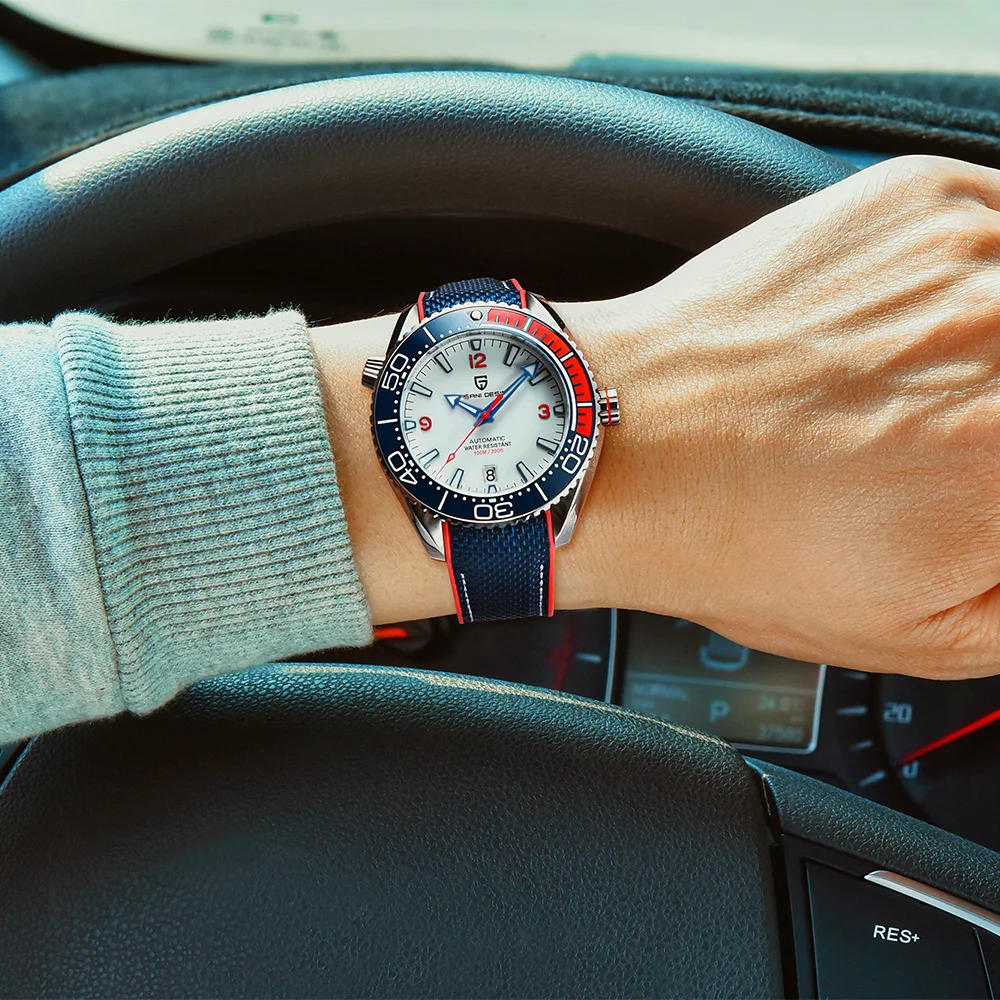 PAGANI DESIGN العلامة التجارية الأعلى الرياضة ساعة ميكانيكية للرجال الحافة السيراميك مقاوم للماء ساعة أوتوماتيكية الياقوت ساعة زجاجية هدية صندوق