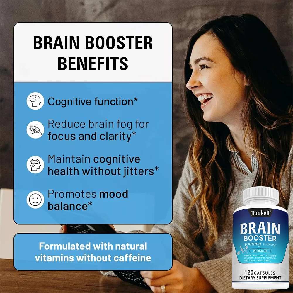 Premium Brain Supplements - Nootropics Brain Booster, Focus, Clarity, Memory, Concentration & Improved Mood - Vitamins, Choline