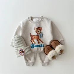 2024 Spring Boy Girl Baby Cartoon Long Sleeve Tops+Casual Pants 2pcs Children Cute Print Sweatshirt Set Kid Cotton Sport Outfits
