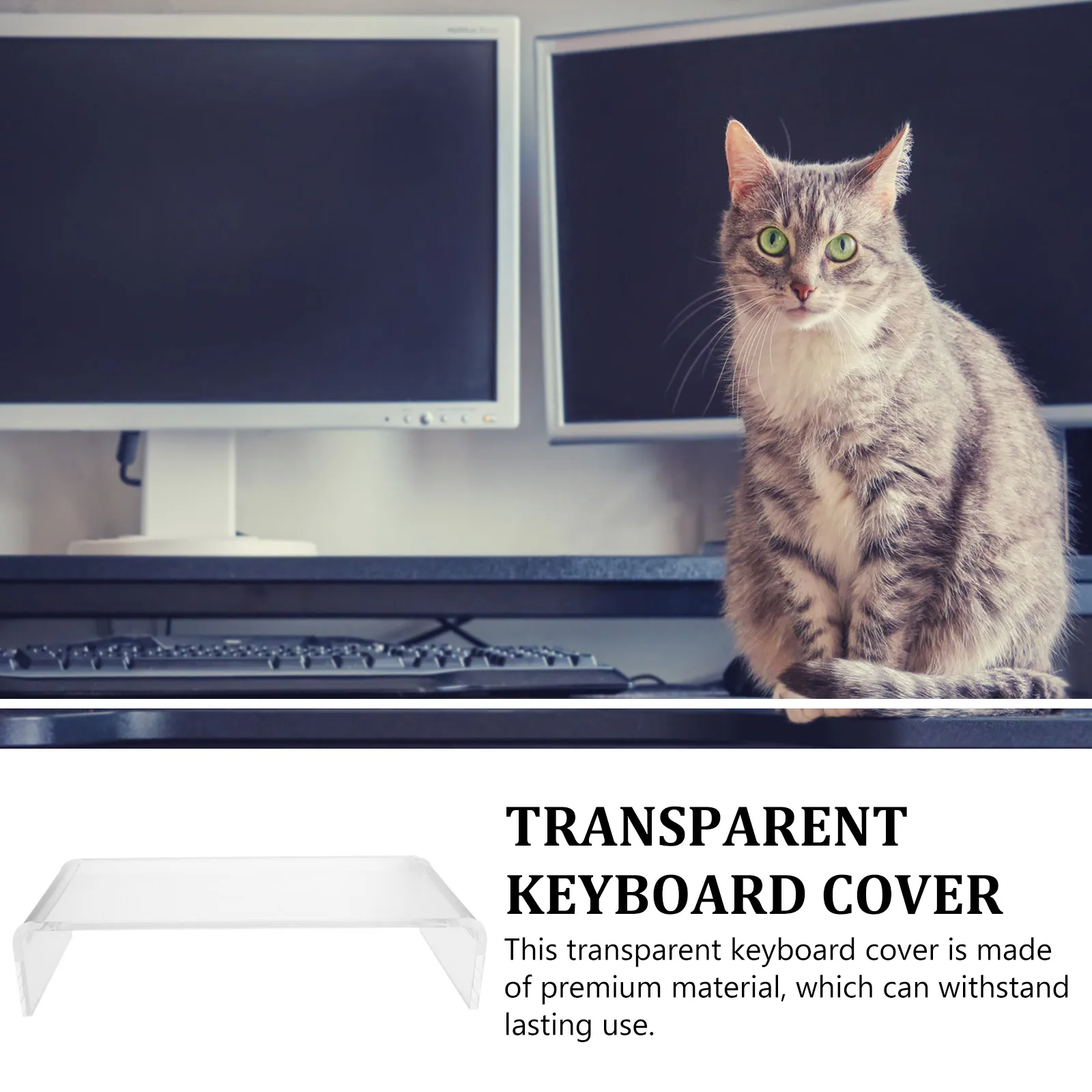 

Acrylic Keyboard Cover Clear Transparent Protector Removable Washable Bridge Multifunction Computer Monitor Stand Storage Desk