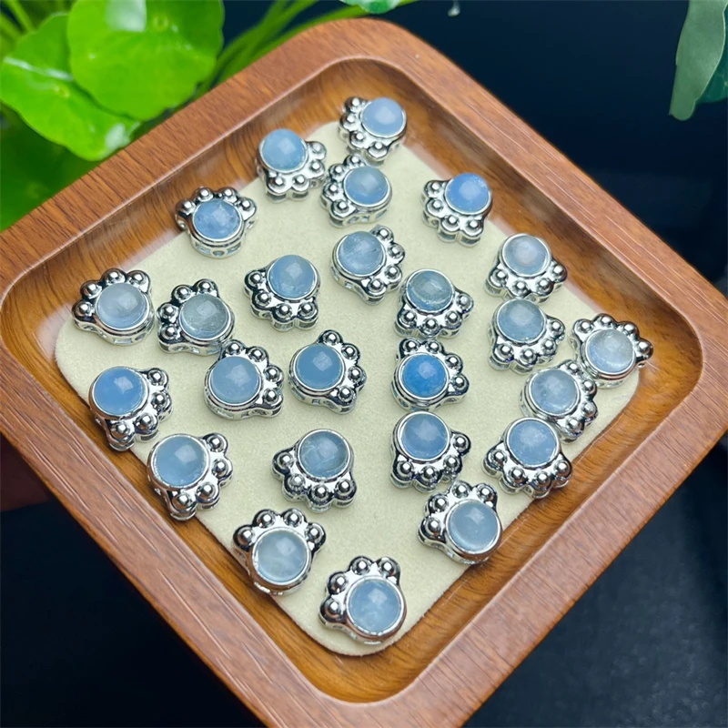 5PCS Natural Aquamarine Claw Carving Reiki Mineral Jewelry Healing Stone For Men Women Decoration Jewelry 13MM