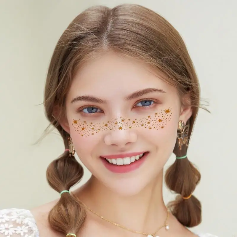 Glitter sproeten gezicht getatoeëerd, 4 vellen glitter glitter gezicht make-up stickers, Raves Festival Trinket make-up