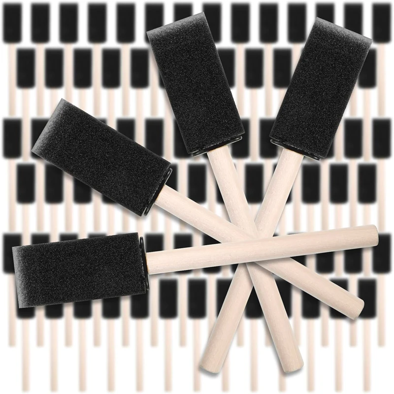 1 inch Foam Sponge Paint Brush Set (Pack of 50) Foam Paint Brushes for Painting, Stains, Varnishes, Lightweight