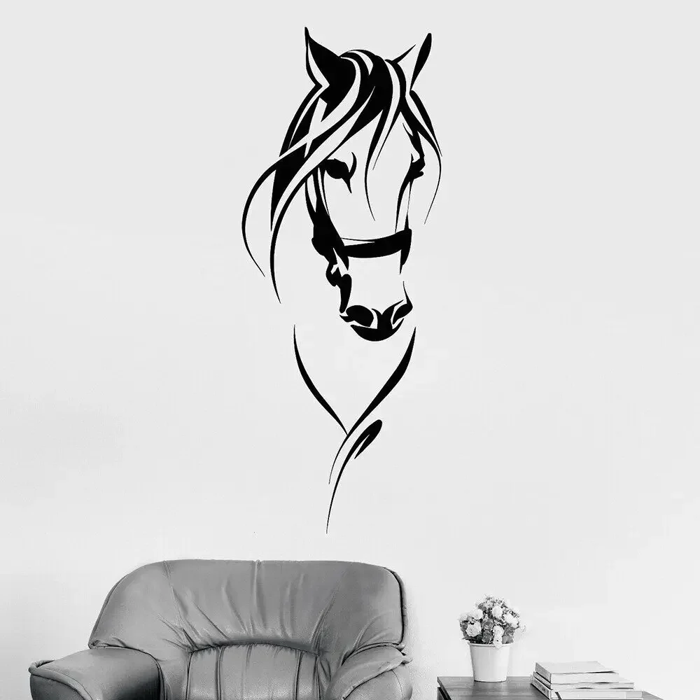 Large Horse Head Wall Decal Pet Animal Art Decor Office Vinyl Wall Stickers Race Horse Head Animal Pet Room Decoration Stickers