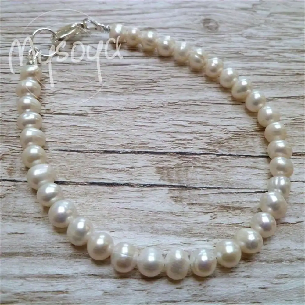 

MYSOYA минималистичный браслет из пресноводного жемчуга 6-7 мм с жемчугом и застежкой-лобстером, подарочная коробка для ее свадьбы, рождественского подарка на годовщину