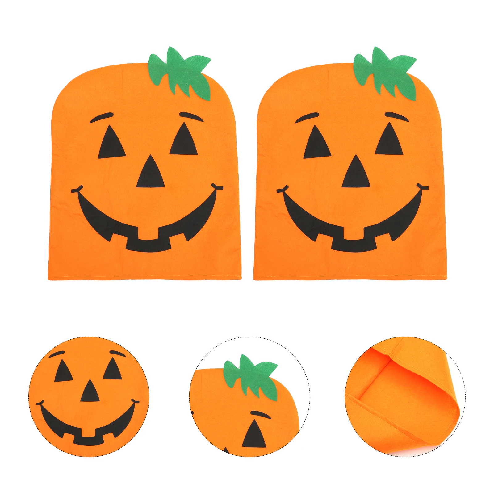 

2 Pcs Pumpkin Halloween Face Decoration Fall Dining Chair Covers Protective Case Adult