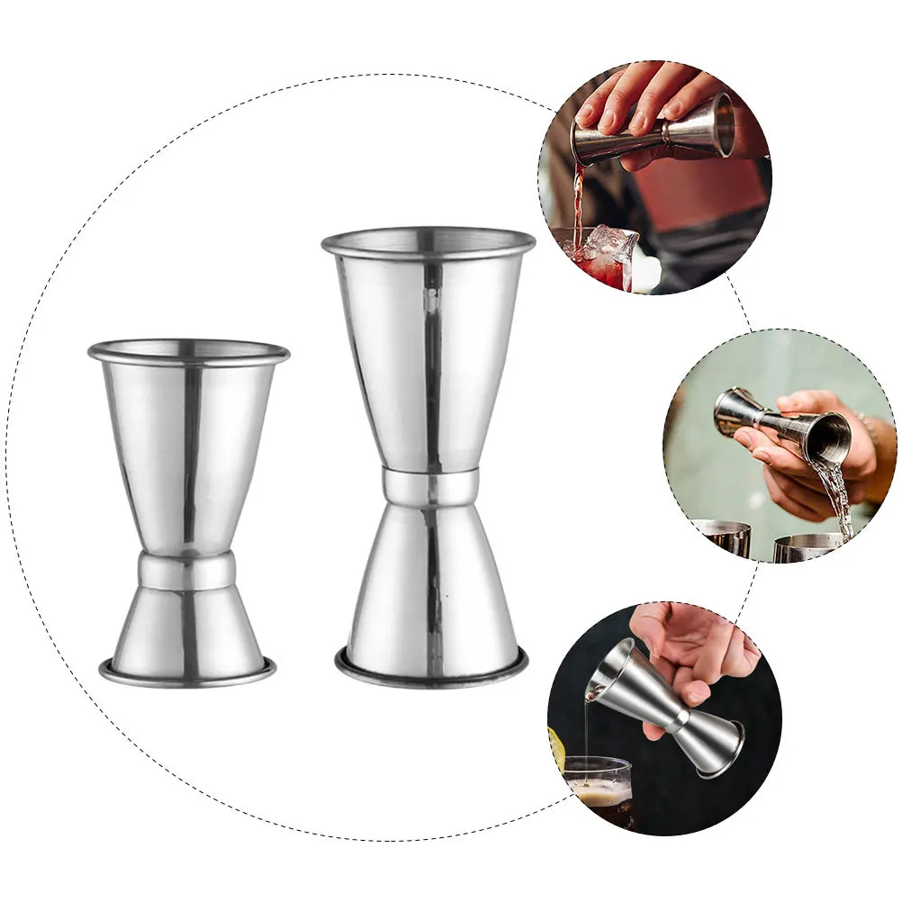 

2Pcs Stainless Steel Measuring Device Reusable Practical for Bars Restaurants Ktv Home Double Jigger Cocktail Ounce Cup