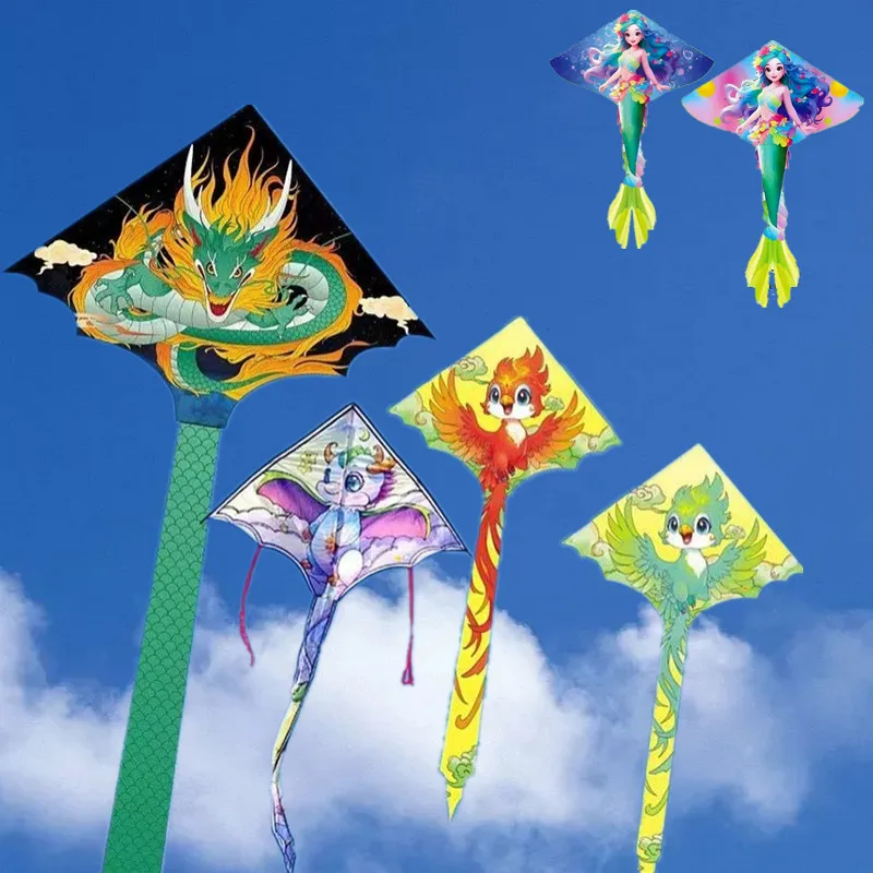 Dragon kite fly toys for children kite eagle launch outdoor playing beach kites paraglider kite rainbow wind kite cerf volant