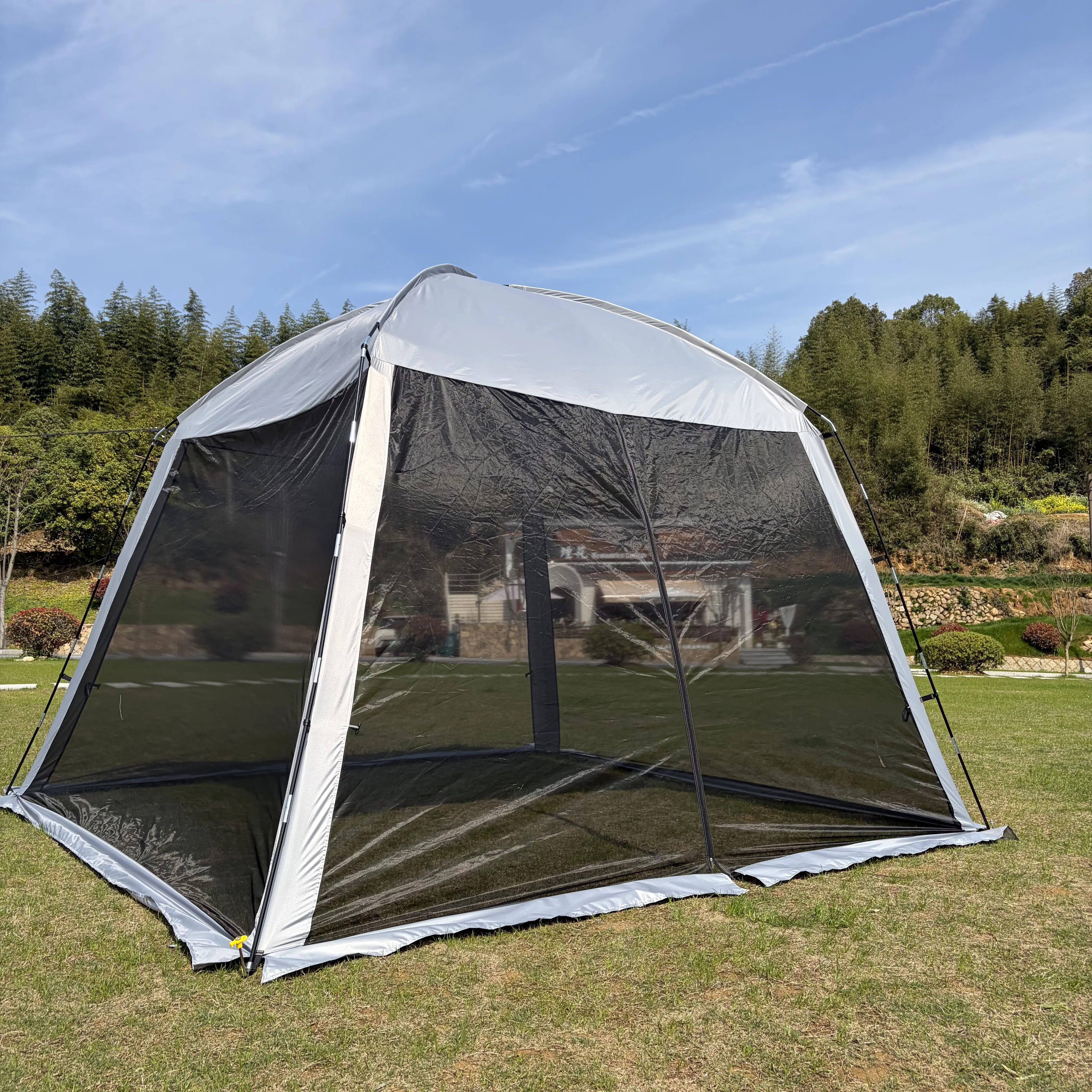 

6 Person Mesh Screened Canopy Tent, 3m X 3m with Zippered Enclosure, Bug-Free Outdoor Shelter for Camping, Parties and Events