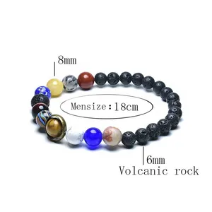Único oito planetas pulseira homme feminino 6mm 8mm natural rocha vulcânica braslet lápis-lazúli frisado brazalete chakra braclet 10 principais vendas fato de gala homem - №2