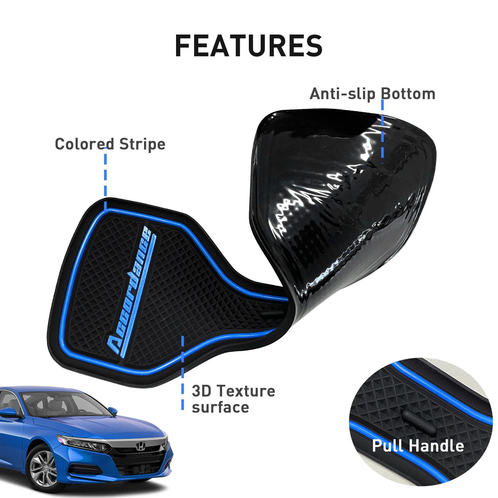 Car Cup Coaster for Honda Accord 10 2018-2022 Anti-Slip Rubber Mat Car Water Cup Holder Pad