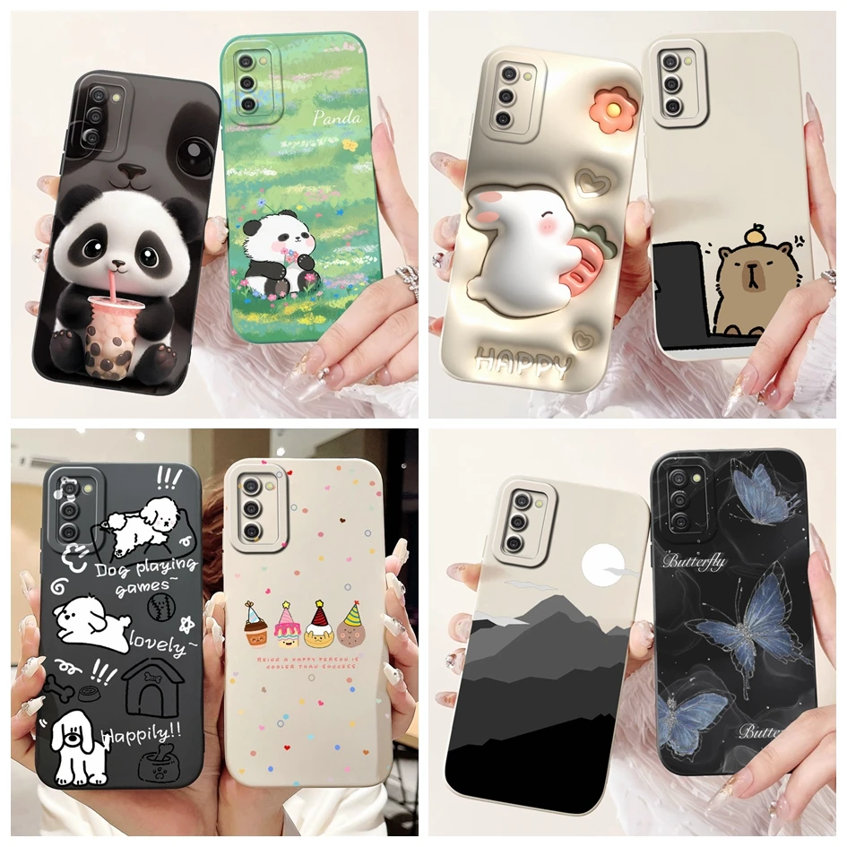 For Samsung Galaxy A02S M02S Case Cover Creative Panda Cartoon Matte Shockproof Bumper For Samsung A 02S A03S A037F A025F Fundas