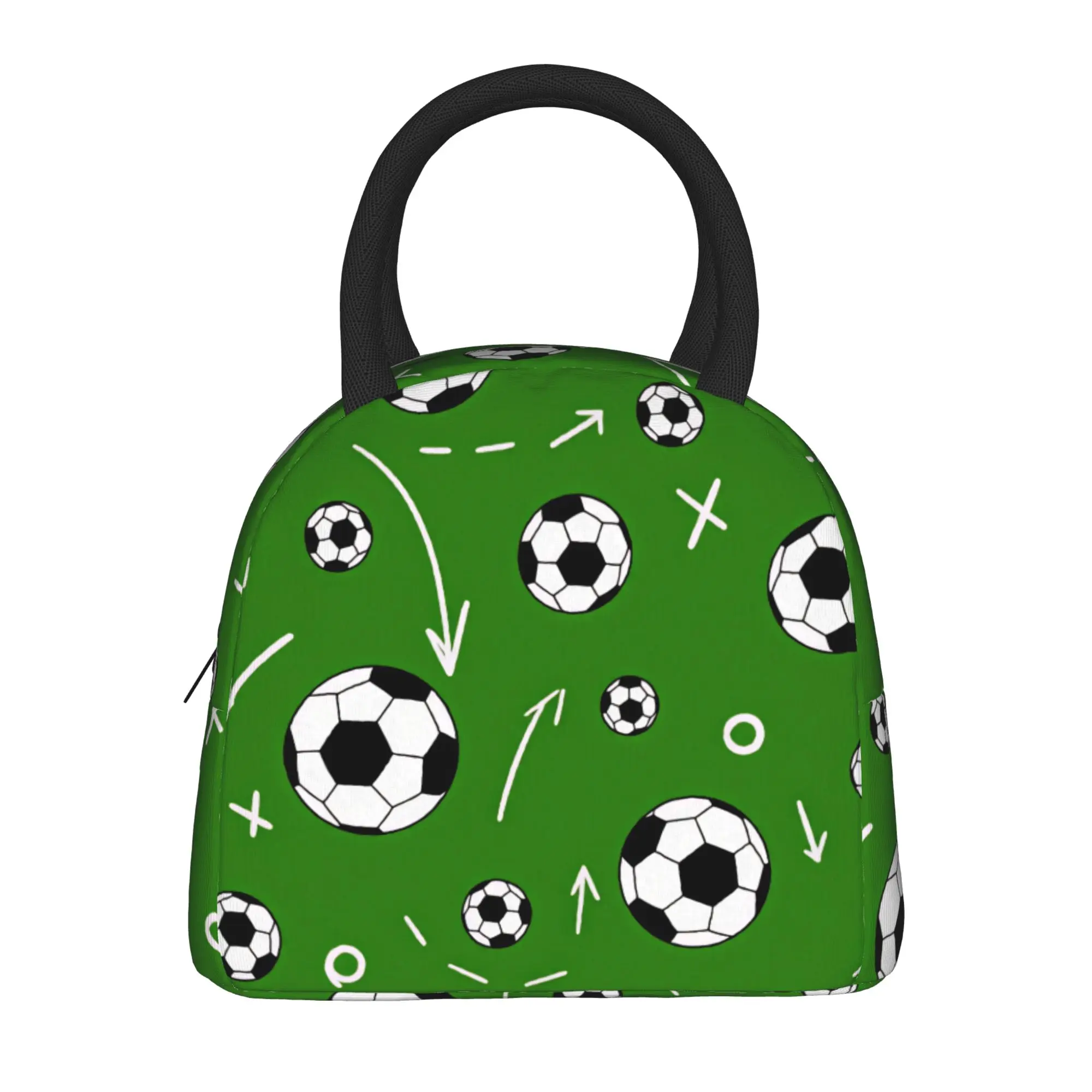 Football Soccer Game With Green Field Lunch Bag For Adult Lunch Box Travel Cooler Bag Portable Oxford Thermal Tote Handbags