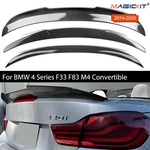 For BMW 4 Series F33 F83 M4 Convertible 440i 430i 428i 435i 2014-2020 Trunk Spoiler Wing Lip Gloss Black & Carbon Fiber Look