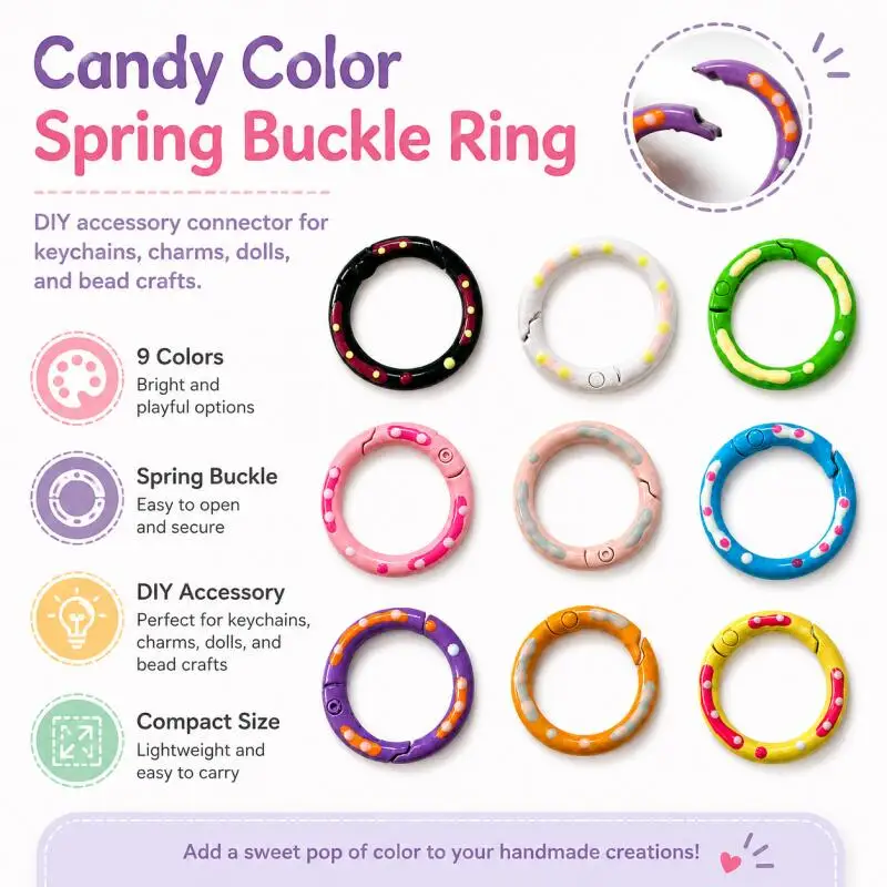 10 Stück/Packung Bunte Schlüsselanhänger-Knopf-Federhaken Schlüsselringe Clip-Haken Verbindungsringe für Schmuck Armband DIY – Detail 3