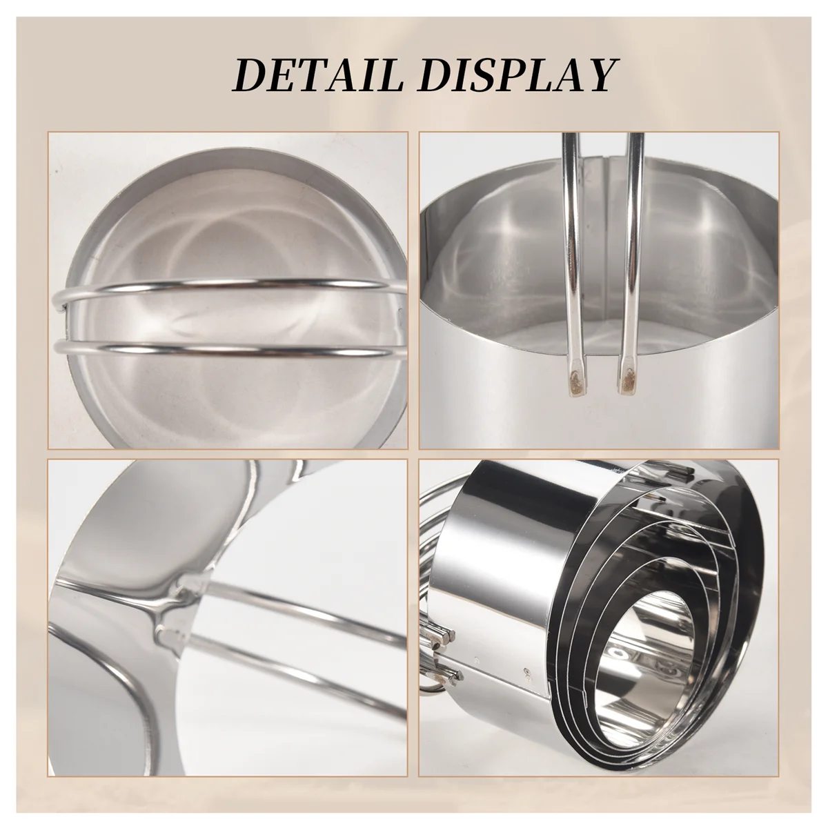 Qualitative 5 Pcs Biscuit Cutter with Handle - Stainless Steel Round Circle Donut Cutter Cookie Cutter Baking Molds 5 Sizes