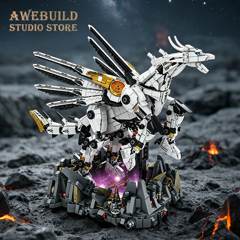 Mechanical Dragon Mecha Pegasus 3D Model Bricks Kit Mech Animal Building Set Cyberpunk Cobra MOC Blocks STEM Toys Adult DIY Gift view 6