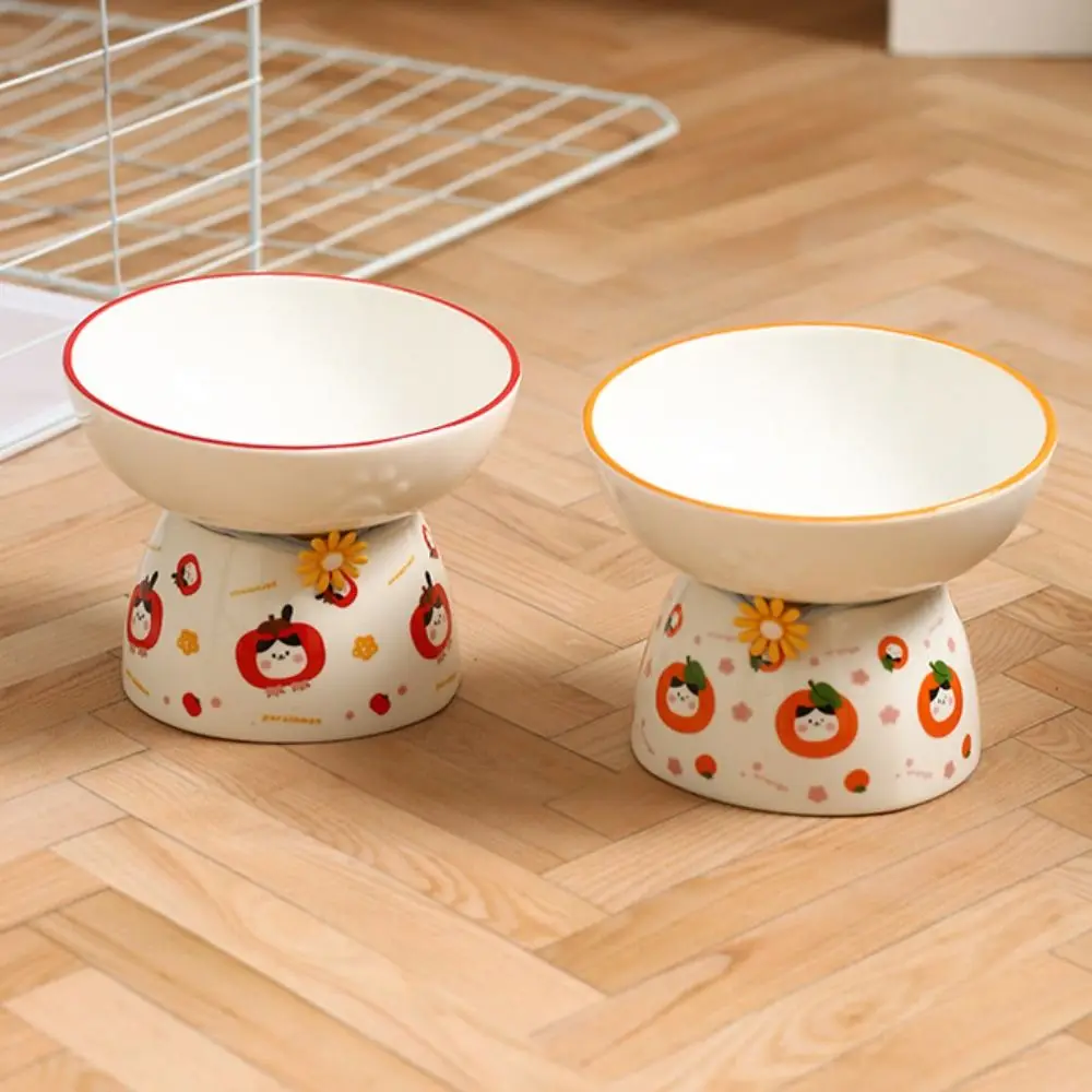 

Pet Supplies Ceramic Cat Bowl Cute Anti Tipping Pet High Foot Bowl Slanted Mouth Non-slip Dog Food Feeding Basin Kitten Puppy