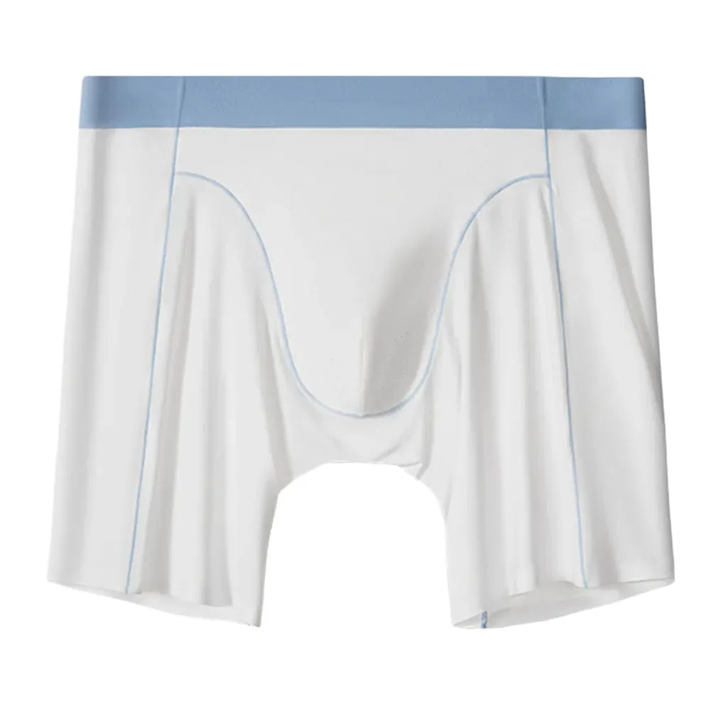 بوكسر رجالي طويل الساق من الحرير الجليدي، سروال رياضي قابل للتنفس، قماش سريع الجفاف مع أرجل مضادة للتآكل لتحسين المتانة