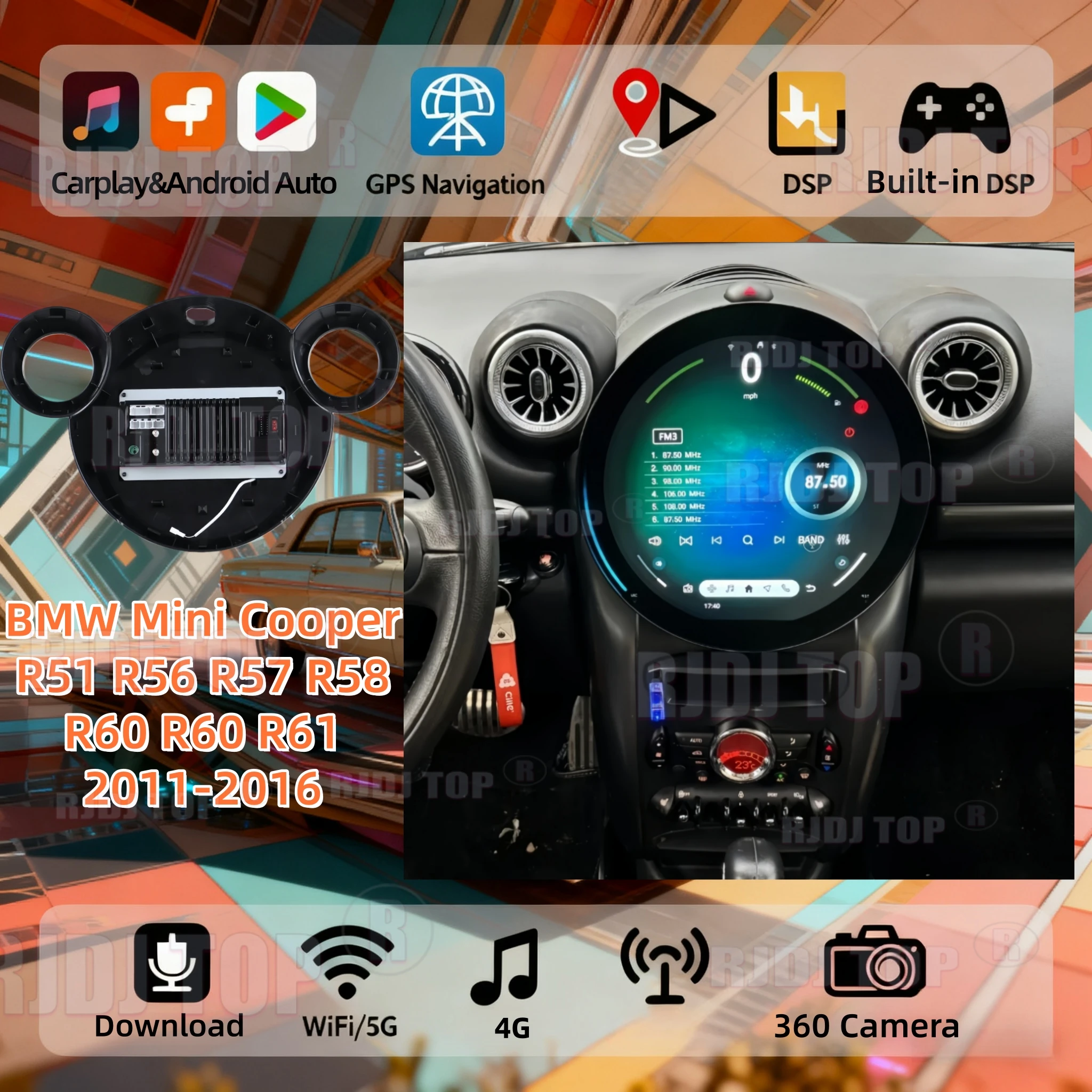 

11.7" Android 15 For BMW Mini Cooper R51 R56 R57 R58 R60 R60 R61 2011-2016 Car Radio GPS Navi Bluetooth CarPlay Android Auto 5G