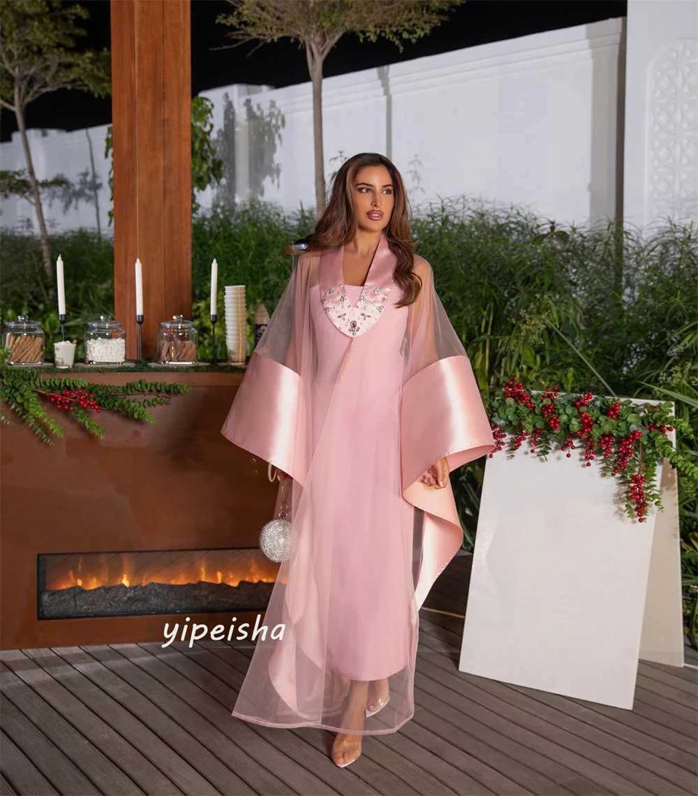 Customizeds Beading Draped Wedding Party A-line V-Neck Bespoke Occasion Gown Midi Dresses