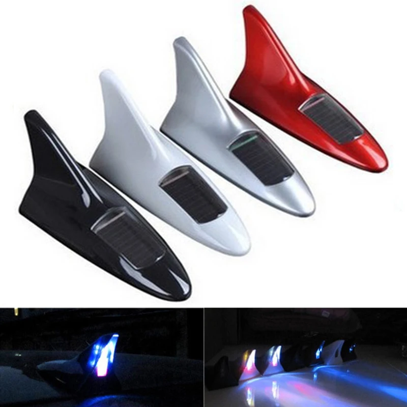 1pc Universal Car Solar Powered LED Shark Fin Warning Light