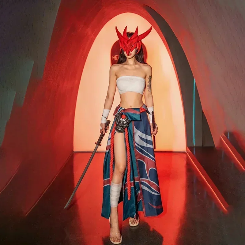 

2025 модная новая красивая униформа LOL Yone, аксессуар, костюм для косплея, аниме, парик и маска, полный комплект на Хэллоуин, Рождество, карнавал