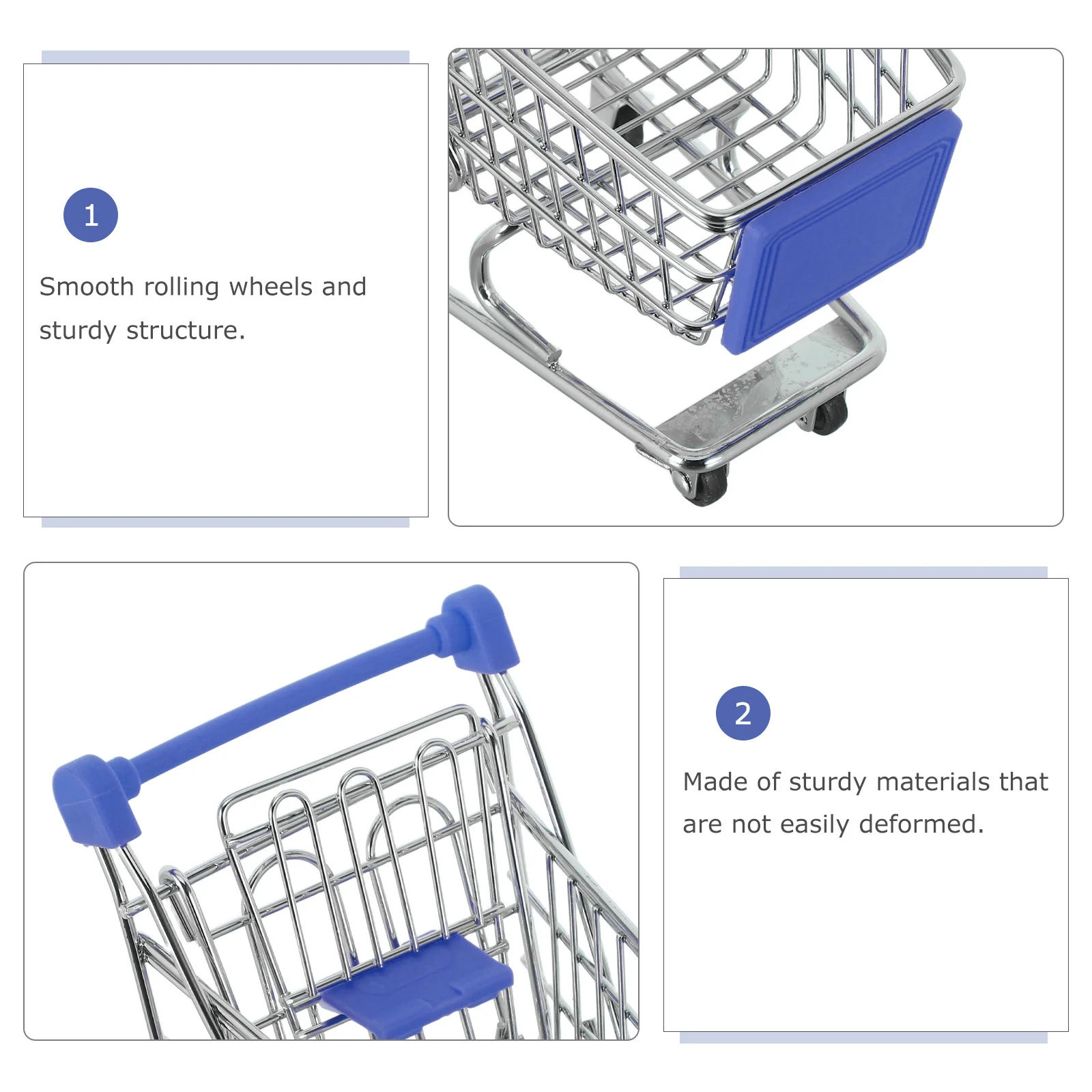Mini Shopping Cart Metal Grocery Basket Small Handcart Pretend Play Supermarket Role Storage Organizer