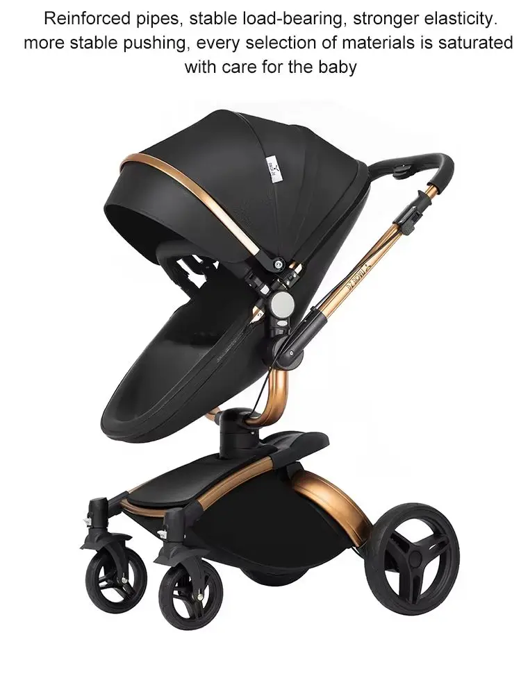 Luxuriöser 3-in-1 Kinderwagen, Babywagen, Kinderkutsche für Neugeborene, faltbarer, leichter Kinderwagen, Reisesystem, umkehrbarer Sitz, hohe Liegeposition, Vierrad-Kinderwagen, tragbarer Babybuggy