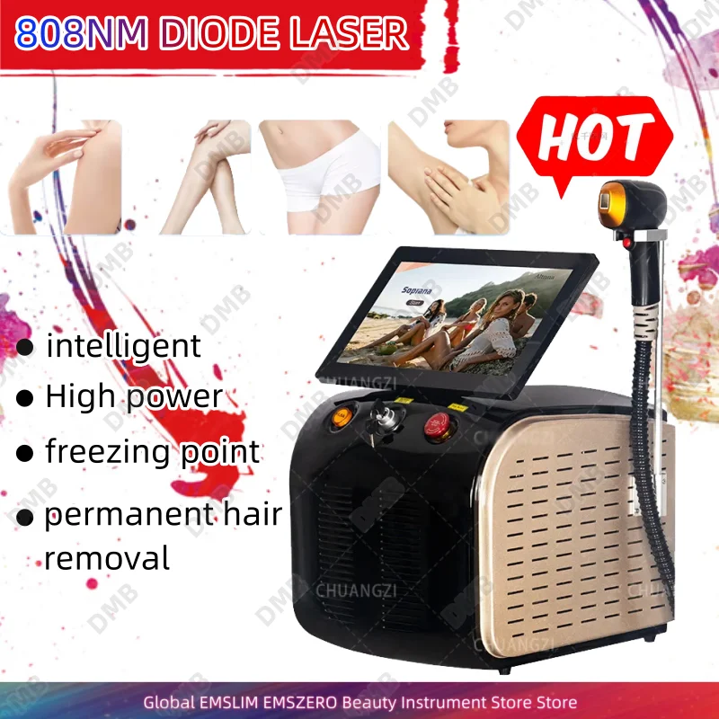 

Hot Newest Diode Laser Hair Removal 808Nm Ice Platinum Titanium Painless Permanent Hair Removal Professional Salon Spa Equipment