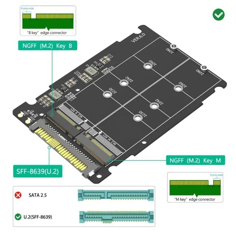 652f SSDS-behuizing M.2 NVME PCIE NGFF SSDS NAAR SFF-8639 Adapter met aluminium case M.2 SSDS Box voor 2230 2242 2260 2280