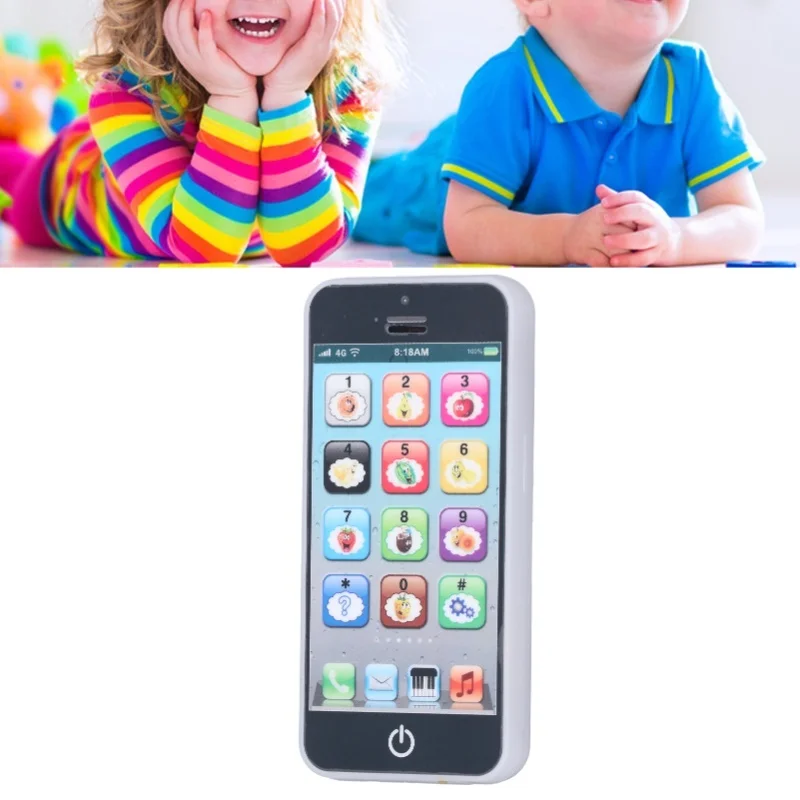 Baby Mobile Phone Toy Simulation Shaped Clear Music Cool Light English Mobile Phone ToyBlack view 3