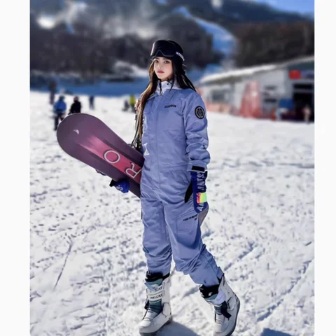 두꺼운 남성 여성 원피스 스키 점프수트 야외 스포츠 스노보드 재킷 따뜻한 점프수트 방수 겨울옷 오버롤 후드