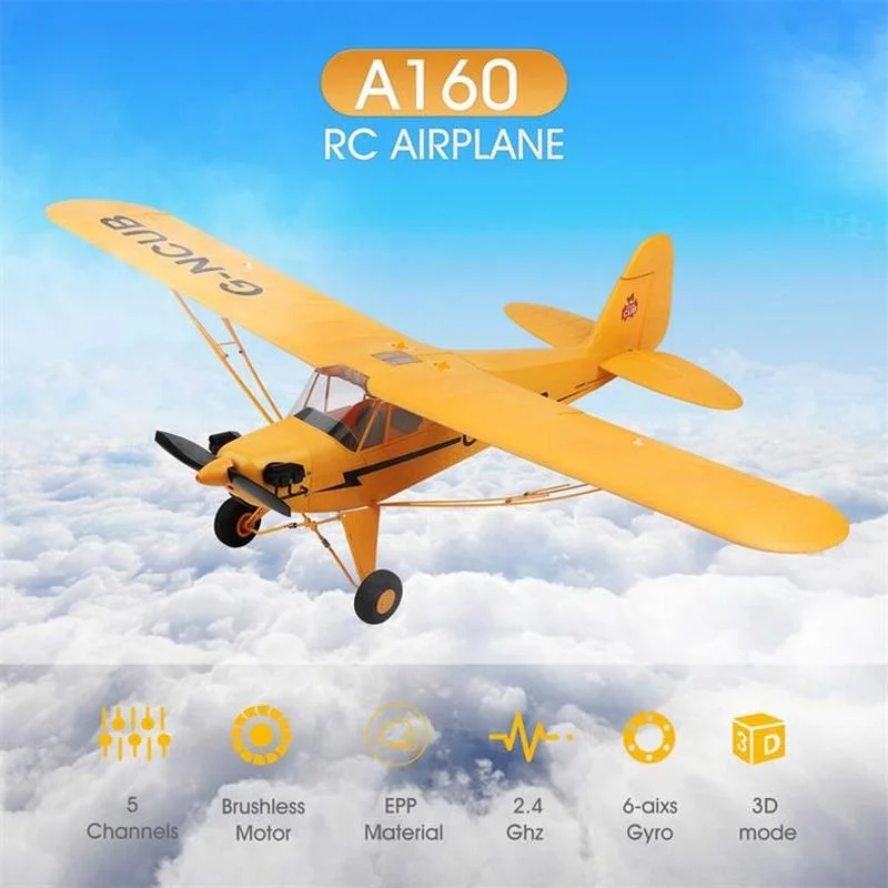 Wltoys Remote Control Glider A160 Brushless Fixed Wing 3D 6G Five Channel Scale Airplane For Adult Outdoor Flying Hobby