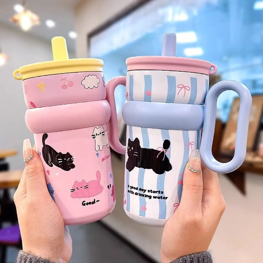 

Cute 540ml Insulated Water Bottle 316 Stainless Steel Cold Insulation Straw Water Cup Sealed Leak-proof Insulated Cup Student