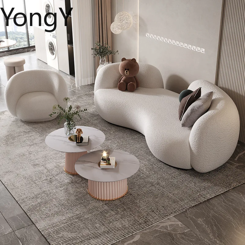 Lamb fleece sofa combination three-person sofa small apartment living room sofa