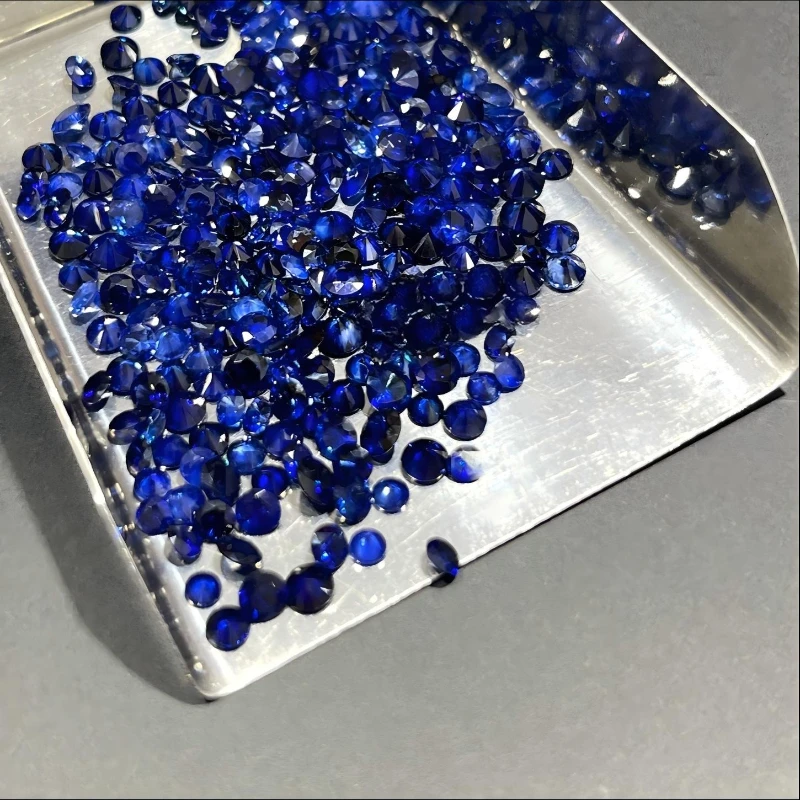 Königsblauer Künstlicher Saphir Edelstein Runde Form Kleine Größe Großhandel – Detail 6