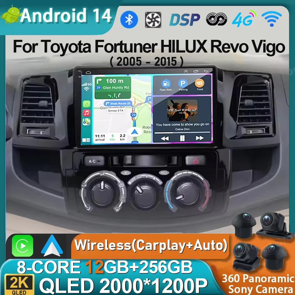 

Android 14 For Toyota Fortuner Hilux MT 2005- 2015 2K QLED Android Car Radio Multimedia Video Player GPS Stereo CarPlay