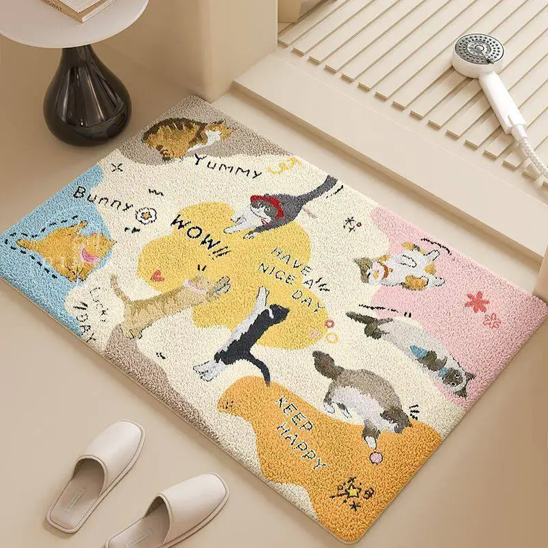 Imitation cashmere bathroom absorbent floor mat, thickened non-slip toilet floor mat, toilet toilet special door floor mat