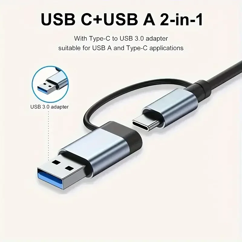 B-M USB C Hub USB Splitter 8 em 1 Estação de acoplamento com 4 portas USB 1 porta USBC TF/letor de cartão SD Áudio