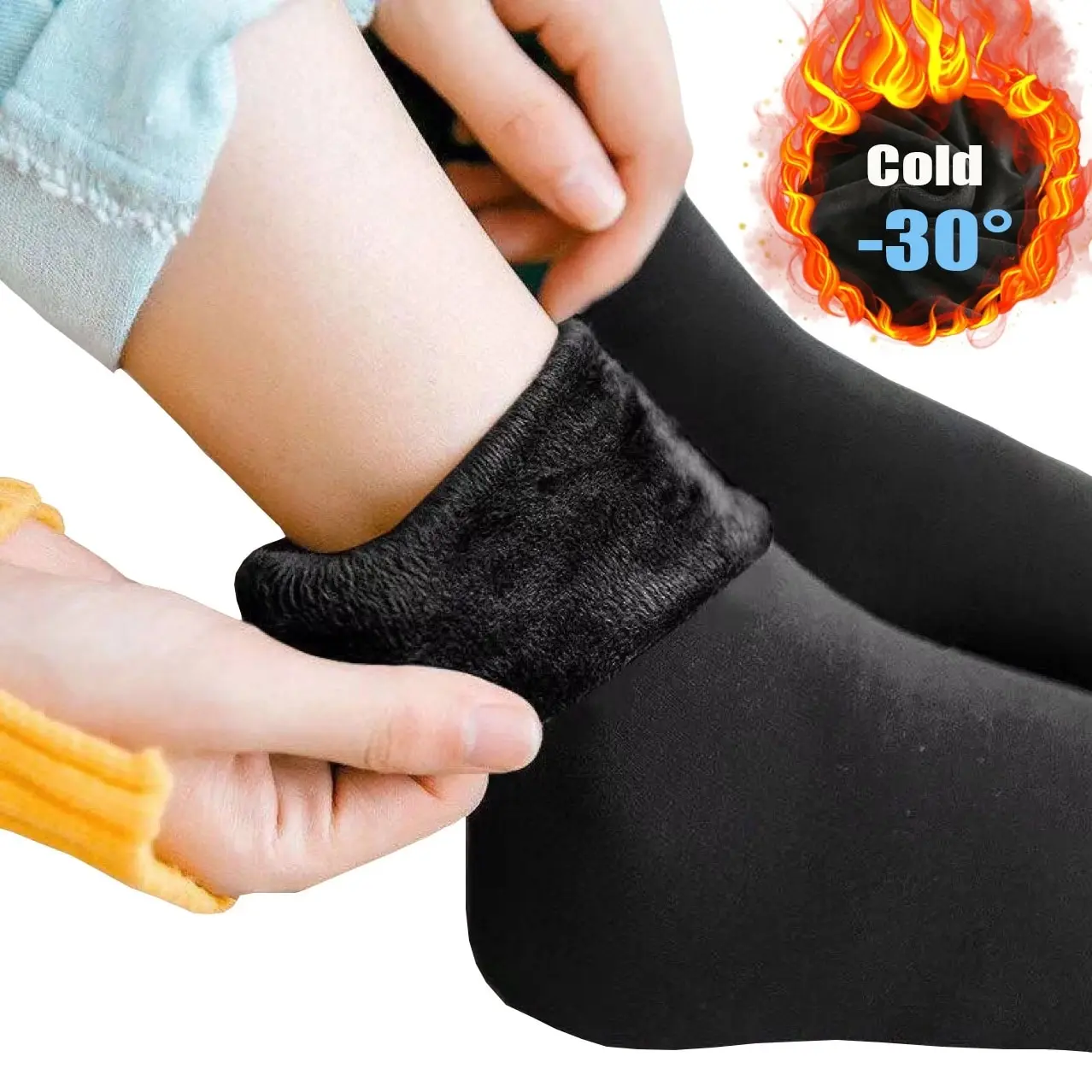 Calze calde invernali da donna tinta unita calze spesse in pile comode stivali morbidi calzini da