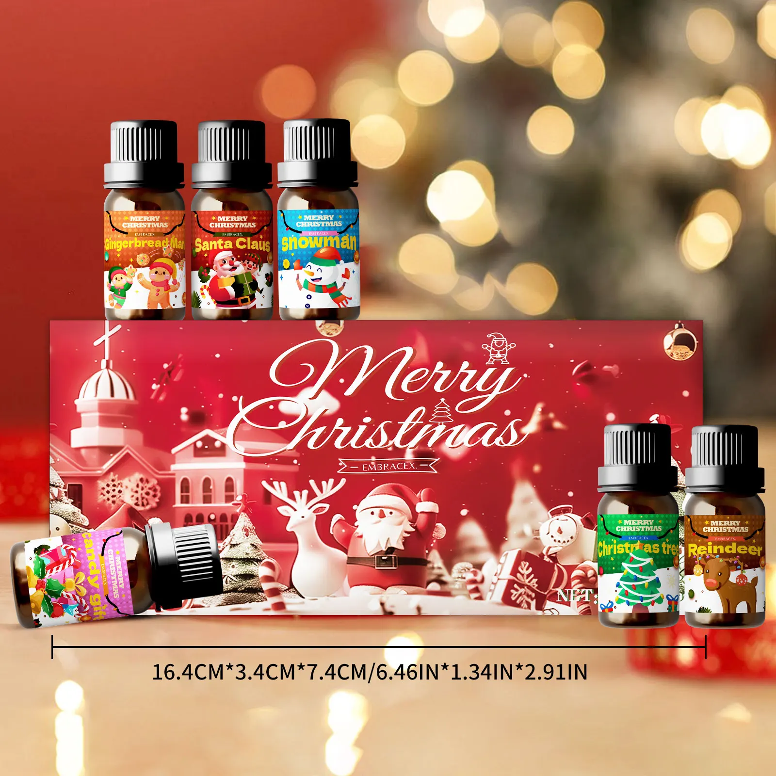 6PC/1PC 10ML Vrolijk Kerstfeest Essentiële Oliën Kerstdecoratie Kerstsfeer Kerstcadeaus Kerst kaars zeep