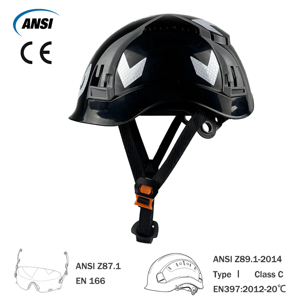 CE-Bauschutzhelm mit reflektierenden Aufklebern, verstellbare Belüftungsschlitzen, ABS-Schutzhelme, Kopfschutz, Arbeitskappe ANSI