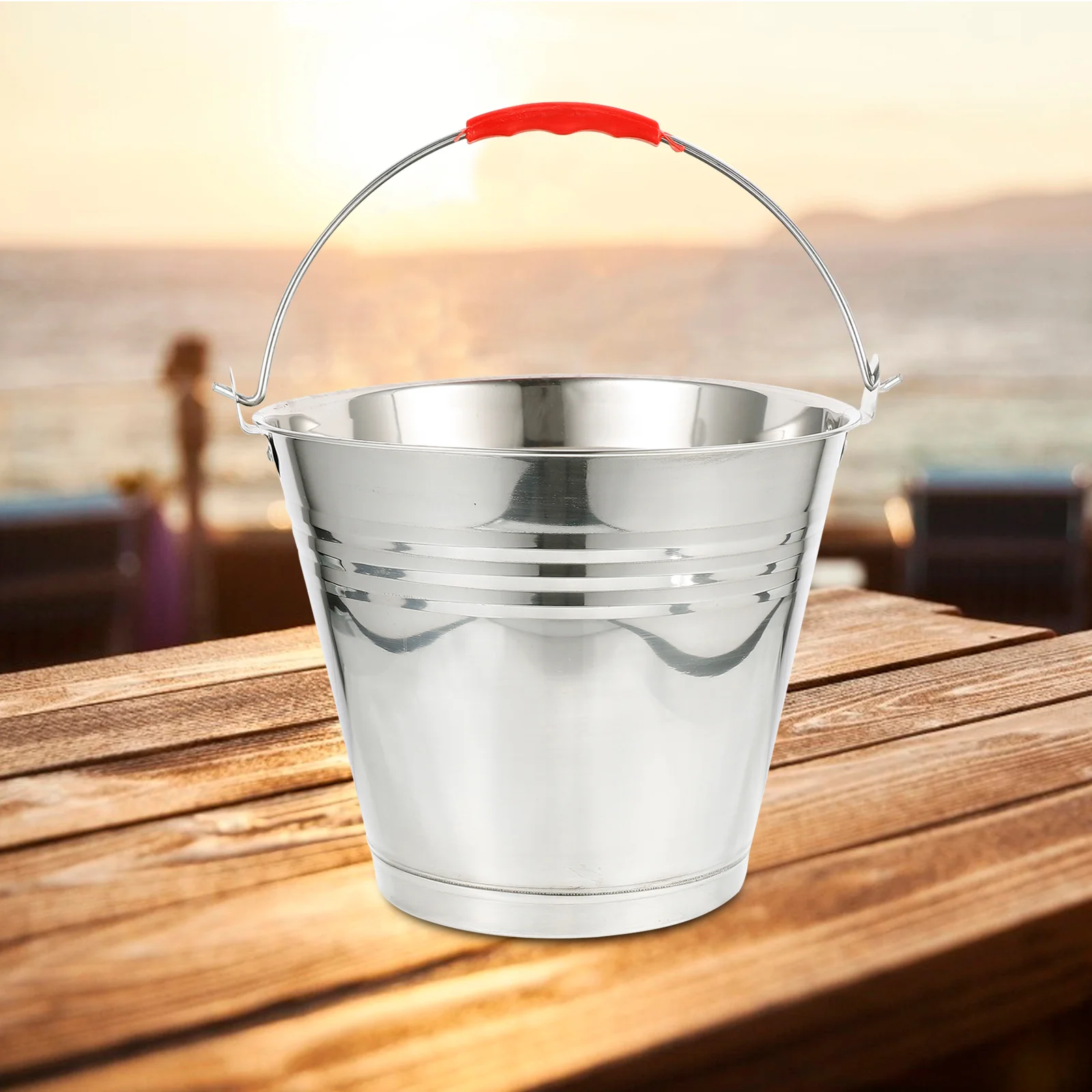 Stainless Steel Bucket Round Kennel Fireplace Metal Milk Container for Farm Water Ice