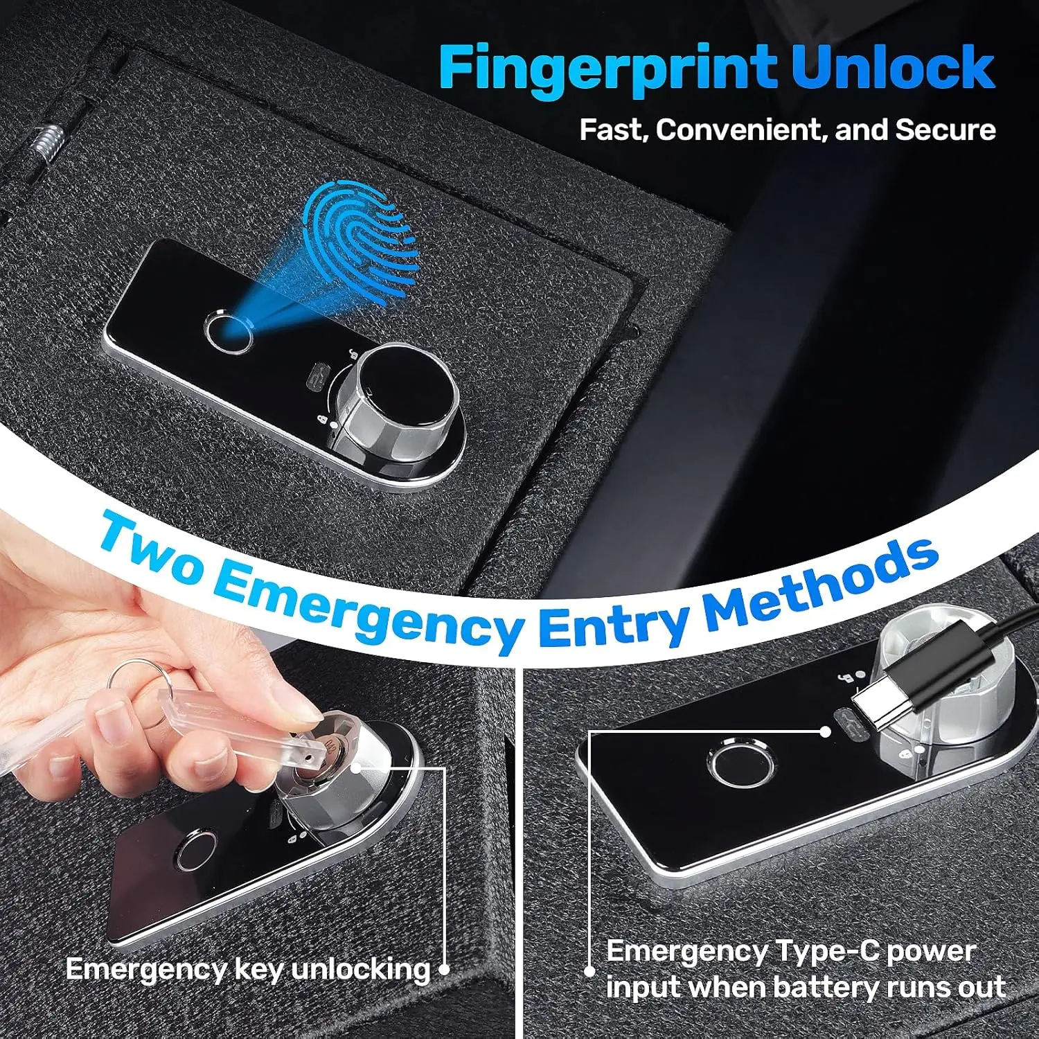 Fingerprint Center Console Safe Lock Box for Telsa Cybertruck 2024 2025,Carbon Steel Pickup Gun Safe Vault Console Storage Inter