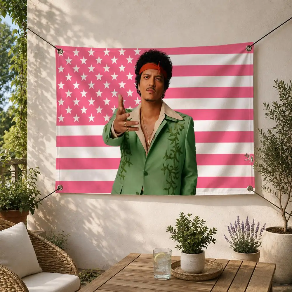 Pop Singer B-Bruno mars Flags Decorative Flag Banner for Outdoor Garden Yard Camping Party Home Wall Hanging Decor