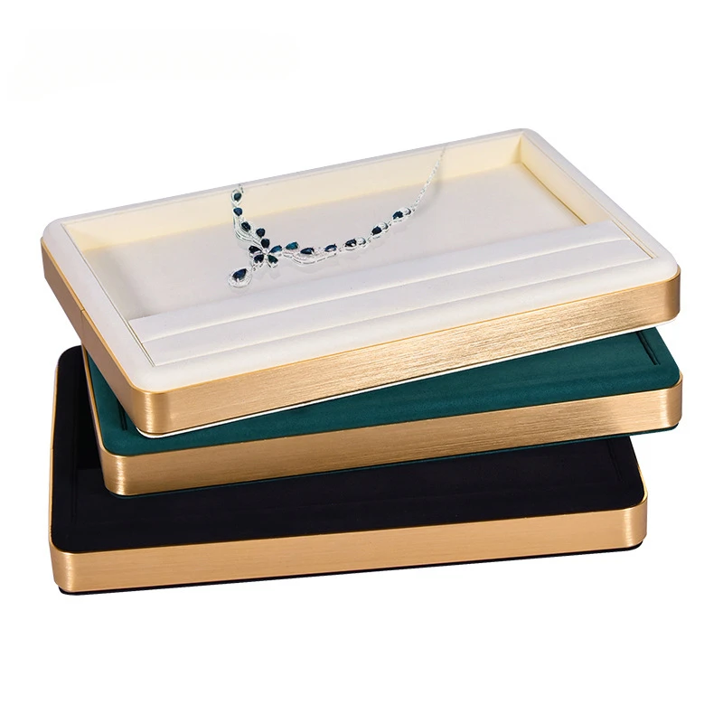 Metal rounded border jewelry tray jewelry display tray ring necklace bracelet watch pallet jewelry boxes and packaging