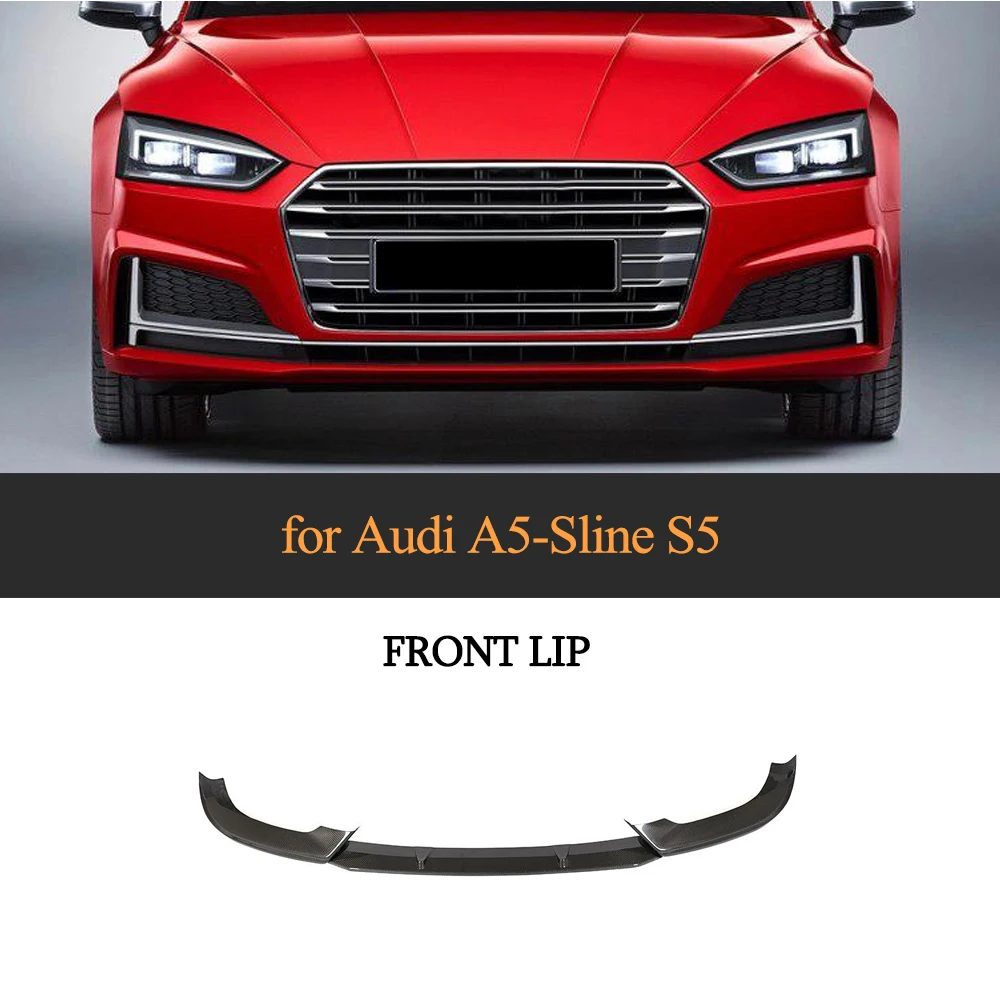 

3pcs/set Auto Carbon Fiber Car Front Lip Splittlers for Audi A5-Sline S5 Sedan Sportback 2017 2018