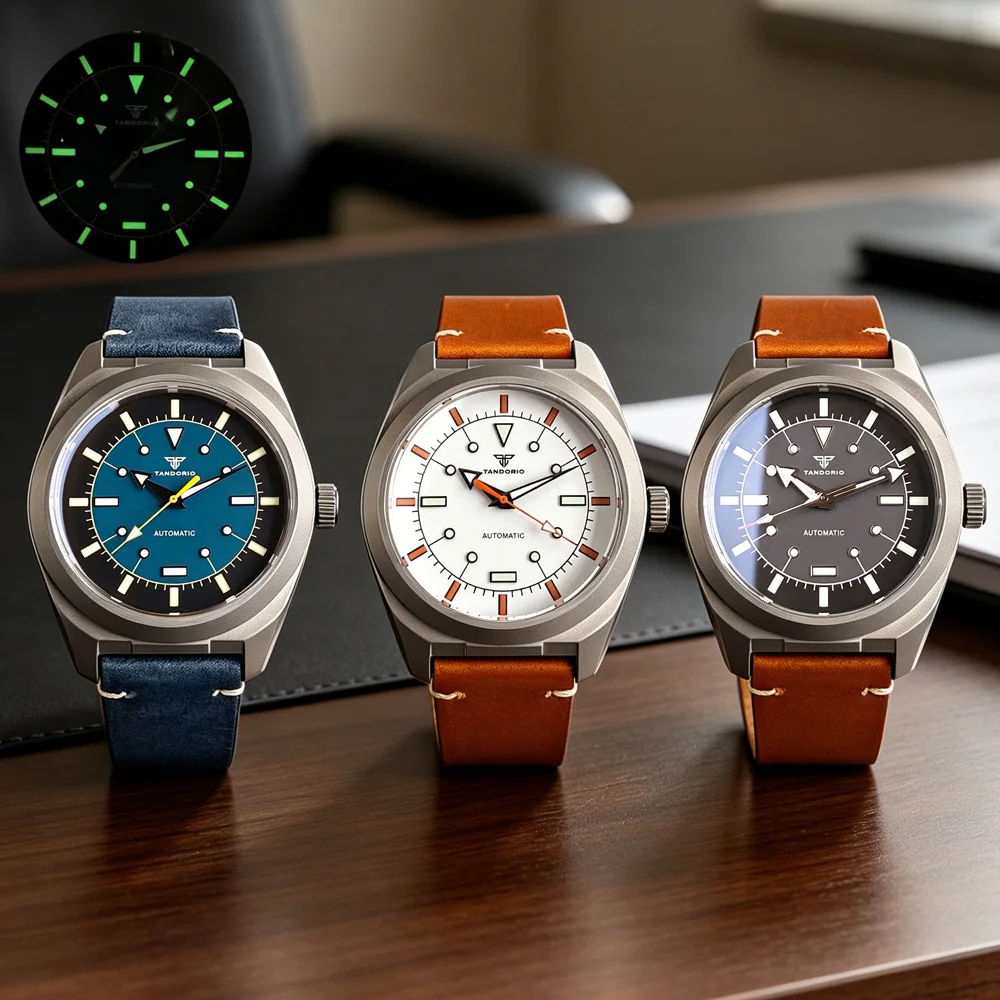 Tandorio 40mm 20ATM Diver Pilot NH35 Watch Men Titanium Miyota 8215 2824 Automatic Movt Sapphire 20ATM Diving Luminous Relojes